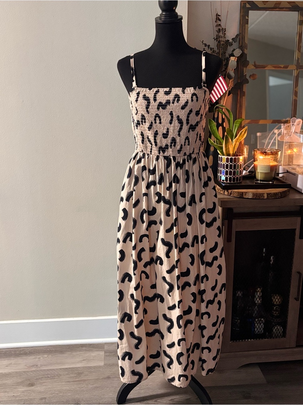 [a new day] Beige and Black Smocked Maxi Dress